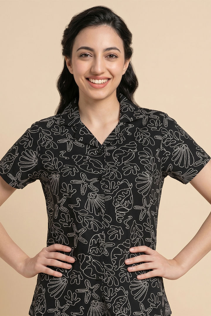 Zivame Knit Cotton Pyjama Set - Black Beauty — image 5